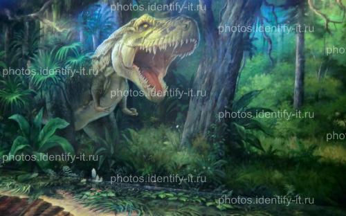 Картины с наземным динозаврам музей 3D Таиланд