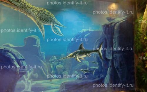 Картины с подводными динозаврами музей 3D Таиланд
